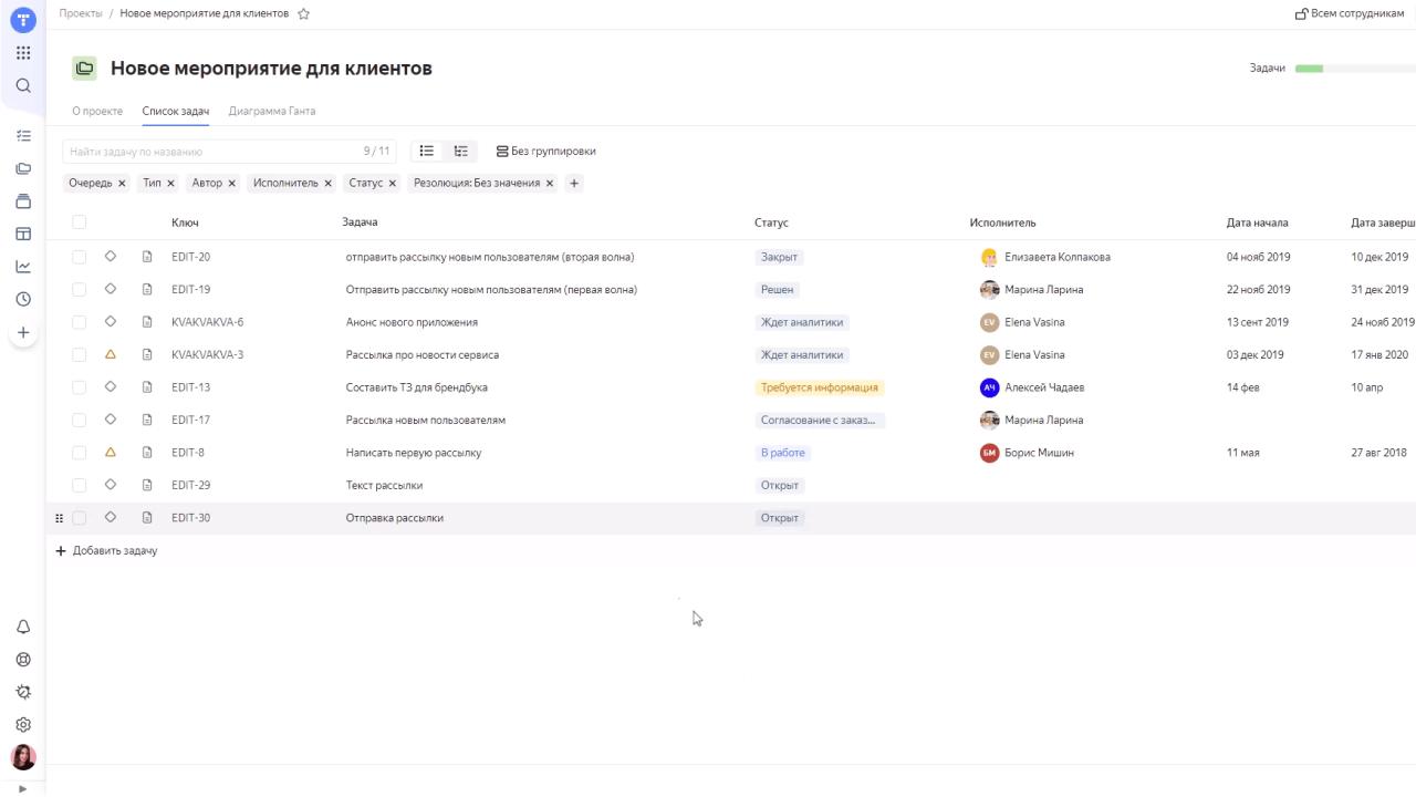 интерфейс Yandex Tracker